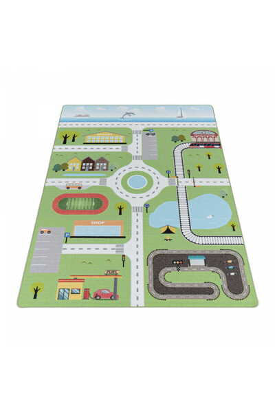 Ayyildyz Children's Rug Play streets green 80 cm x 120 cm