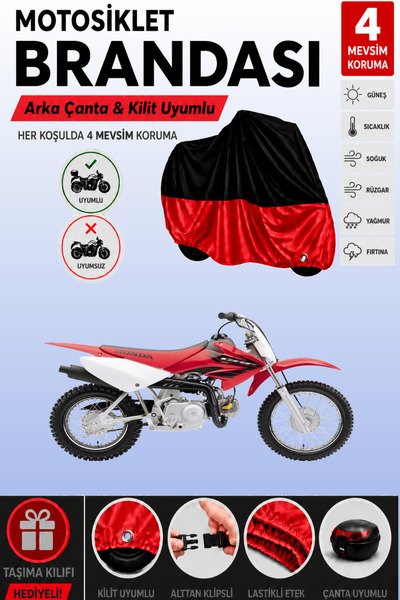 Cemku Double Black Top - Red Bottom, Rear Bag Compatible Honda Crf 70 F Motor...