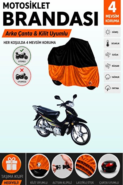 Cemku Double Black Top - Orange Bottom, Rear Bag Compatible Bisan Motocup 100...