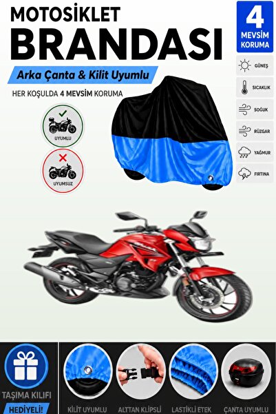 Cemku Double Black Top - Blue Bottom, Rear Bag Compatible Hero Hunk 200R Moto...