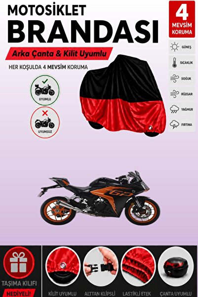 Cemku Double Black Top - Red Bottom, Rear Bag Compatible Arora Gp 250 Motorcy...