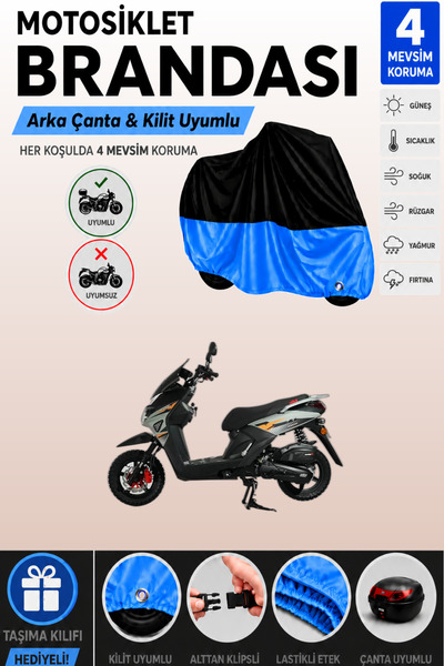 Cemku Double Black Top - Blue Bottom, Rear Bag Compatible Altai F1Max Pro 125...