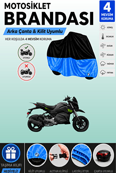 Cemku Double Black Top - Blue Bottom, Rear Bag Compatible Yuki Hammer 50 Moto...
