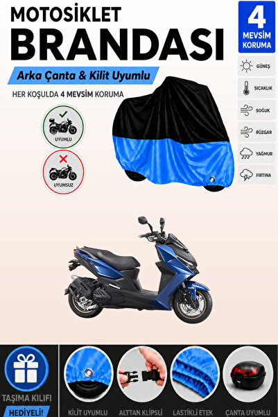 Cemku Double Black Top - Blue Bottom, Rear Bag Compatible Kymco Krv 200 Motor...