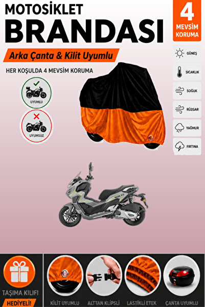 Cemku Double Black Top - Orange Bottom, Rear Bag Compatible Mondial 125 Ressi...