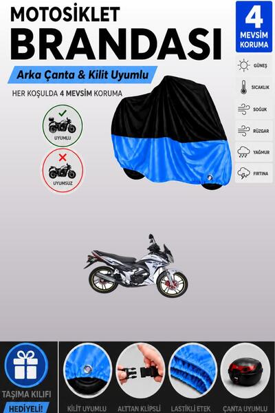 Cemku Double Black Top - Blue Bottom, Rear Bag Compatible Yuki Yıldız 100 Mot...