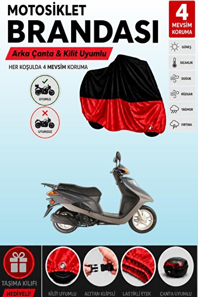 Cemku Double غطاء علوي أسود - سفلي أحمر، غطاء خلفي متوافق مع دراجة هوندا فيزي...