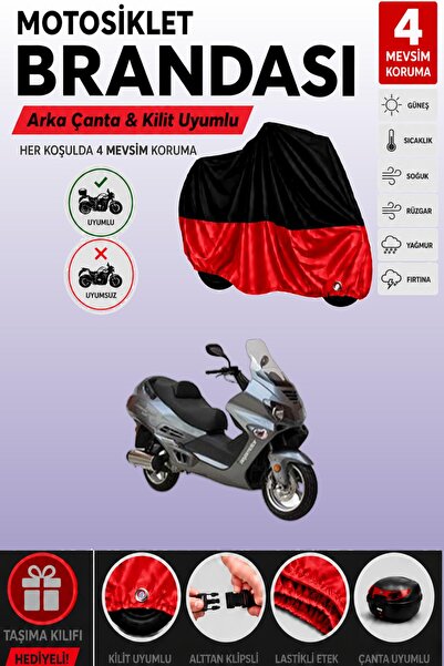 Cemku Double Black Top - Red Bottom, Rear Bag Compatible Asian Armada 250 Mot...