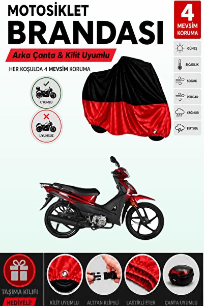 Cemku Double Black Top - Red Bottom, Rear Bag Compatible Kuba Rainbow Motorcy...
