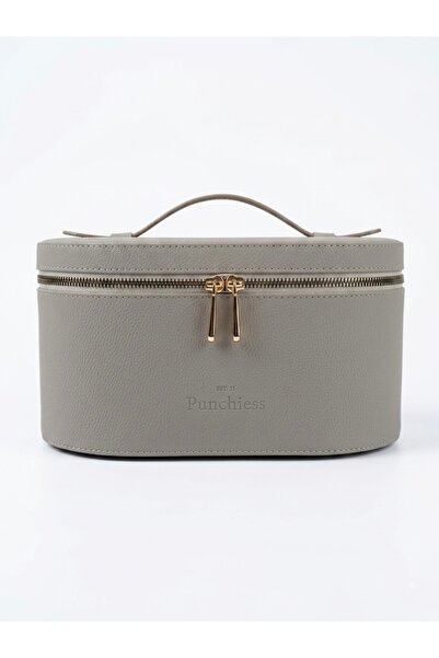 Punchiess Mirrored Faux Leather Travel Makeup Bag