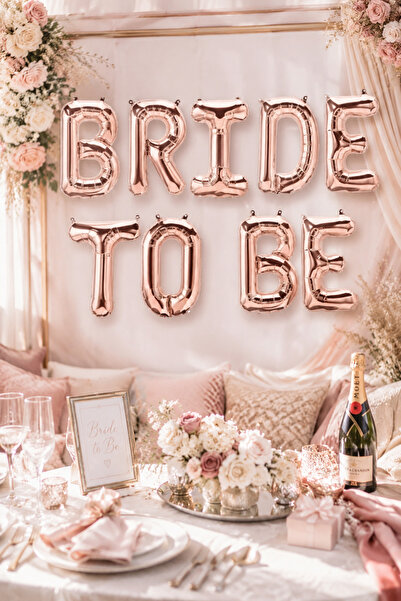 DODOMAR Bride to Be Rose Gold 16 Inch Letter Foil Balloon Set 40 cm Party Decor