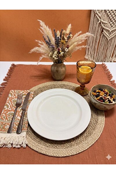 MAViHOME Cream-White 6 Piece 25 cm Thick Porcelain Serving Plate