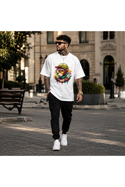 ELZE MODA A Quality Men's Premium Street Art Monkey Oversized T-Shirt