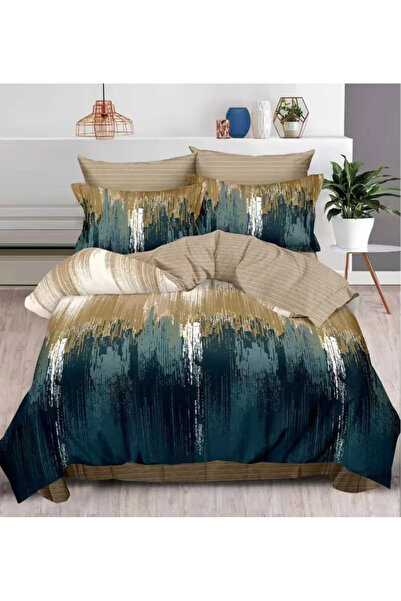 Pucioasa Finet 6-piece bed linen set, blue-gold abstract-R610