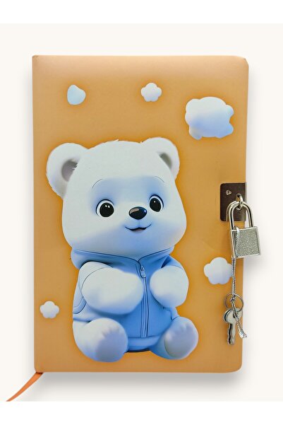 Limmy Cute Polar Bear Journal (Daily) Locked Notebook 80 Sheets -Orange