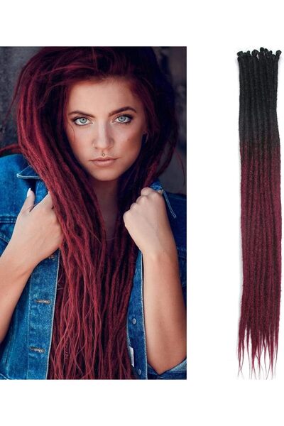 DSOAR Thin 0.6cm Synthetic Dreadlock Extensions Handmade 24Inch 20 Strands Cr...