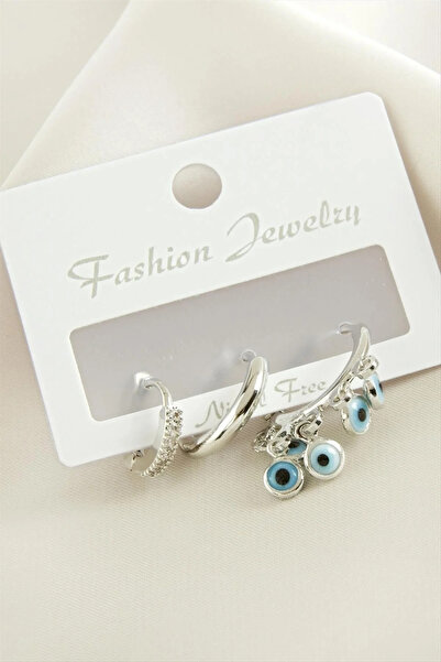 Generic Brand 3 Pieces Evil Eye Zircon Stone Earrings