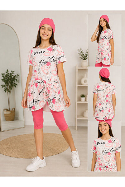 Bilge Trend 3-Piece Semi-Covered Swimsuit Set for Girls, Teenagers, with Leaf...