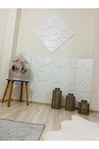Vuslat Hediyelik Boyanabilir Beyaz Dekoratif Duvar Paneli (34x34 cm) 4 Adet F...