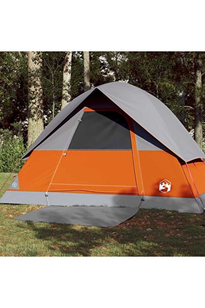 vidaxl Cort de camping cupola 3 persoane, gri si portocaliu, impermeabil