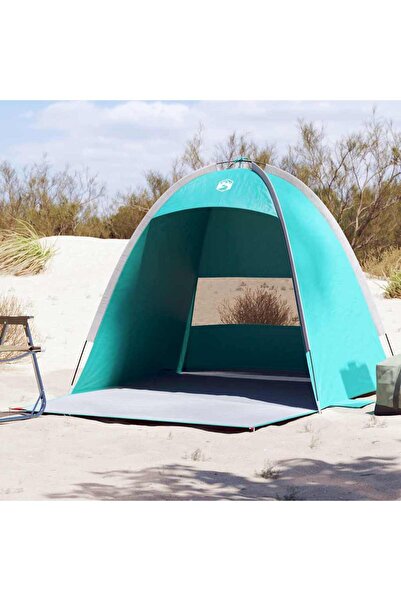 vidaxl Cort de plaja 3 persoane, verde marin, impermeabil