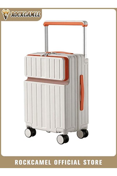 ROCKCAMEL 20 Inch Carry On Luggage, Front Opening, USB Charging Port, Cup Hol...
