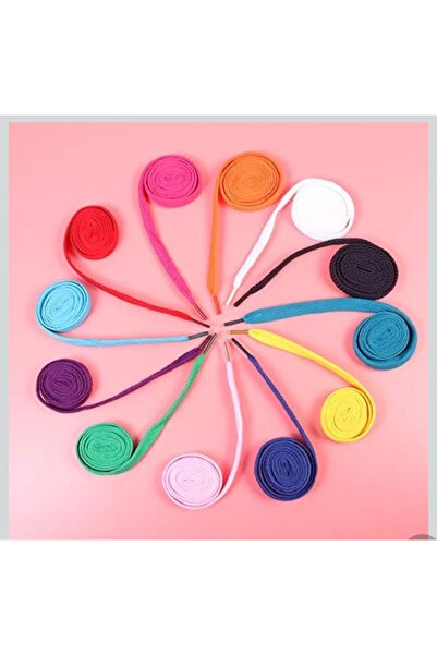 Otto Common Flat Shoelaces, Multicolour, 12 Colours, 0.8 cm Wide, 110 cm Long...