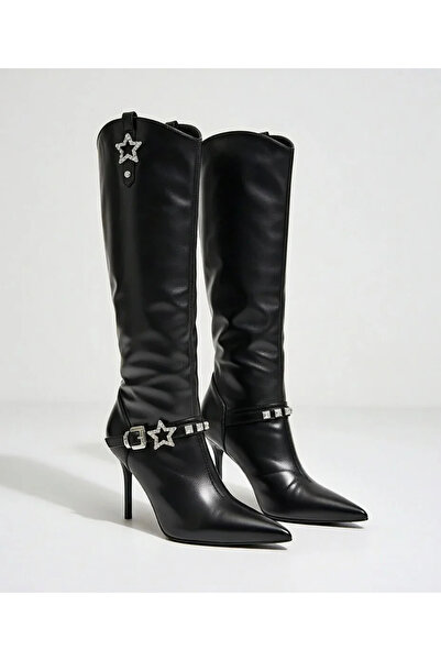 Bravebell Rosé Star Belt Detailed Below the Knee Boots