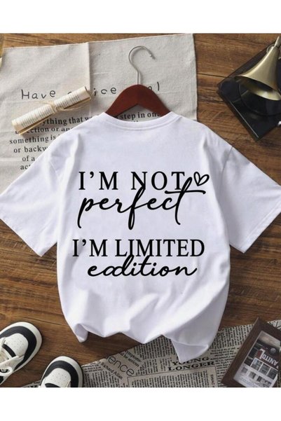 LELVANİ I'M Not Perfect I'M Limited Edition Text Printed T-Shirt