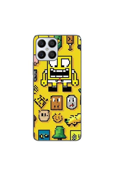 OEM Case compatible with Honor X8 Silicone Gel Tpu Pattern Pixel Art Spongebob