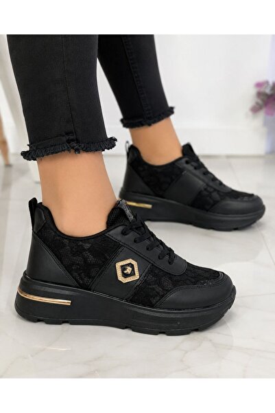 PAPUCUMUN DÜNYASI Women's Lace-Up Sneakers with Thick Soles
