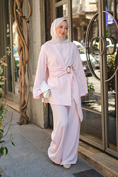 LOCCO Women's Buckled Double-Breasted Suit Pink