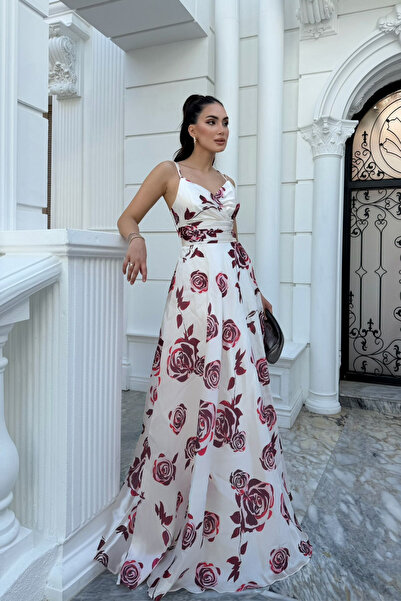 Sindimoda Feza Desenli Askı Detay Abiye 1093