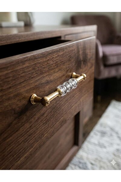 alacalı metal&mobilya aksesuarları Golden Born Footed Crystal Bead Cabinet-Dr...