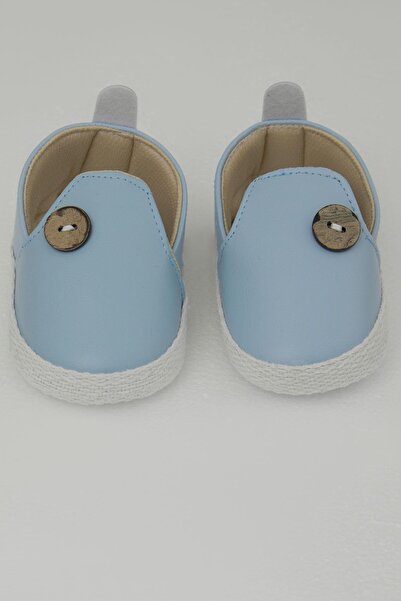 Bebiccino حذاء للأطفال الأولاد مزين بأزرار جوت، مقاس 18-19، أزرق فاتح