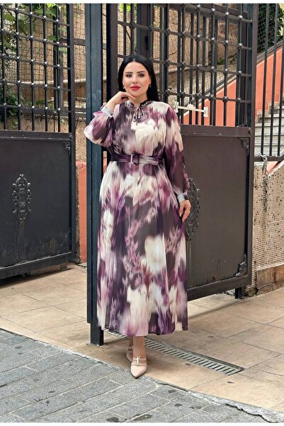 mardi exclusive Women's Plus Size Stoned Long Chiffon Dress