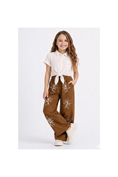 JABBER Girls' Embroidered Decorated Muslin Set