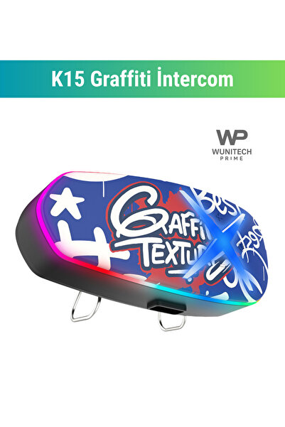 WUNİT K15 Graffiti Motosiklet Bluetooth İntercom Kulaklık BT6.0, 24H Pil, IP65