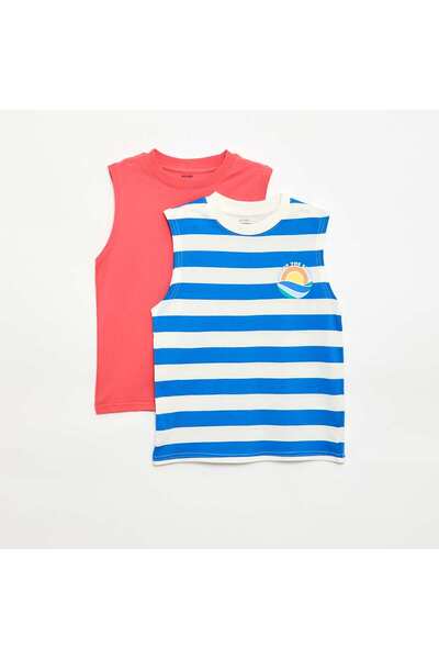 KIABI Pack of 2 round-neck tank tops BLUE