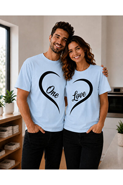 VODEXA تي شيرت كبير الحجم للجنسين مطبوع عليه ONE LOVE مصنوع من القطن بنسبة 10...