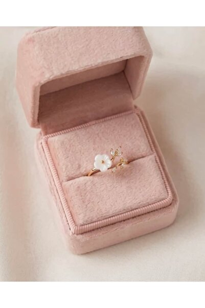 Portakal Esintisi Fioralis White Flower Figured Zircon Stone Leaf Adjustable ...