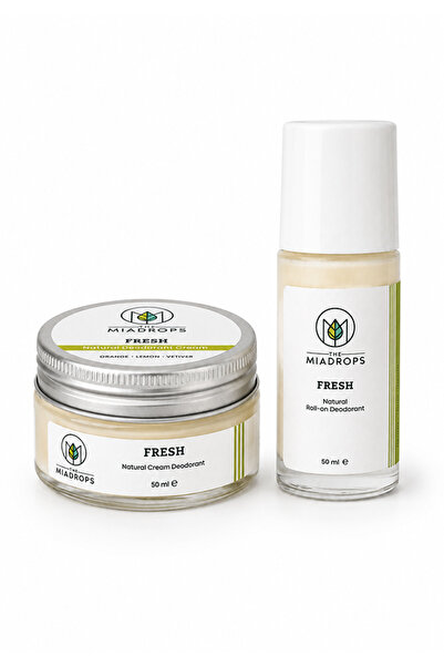The Miadrops Fresh Doğal Roll-On ve Krem Deodorant Seti 50 ml x2 | Alüminyums...