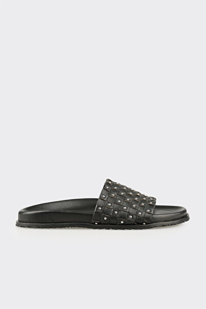 Elle Shoes Siyah Deri Kadın Terlik