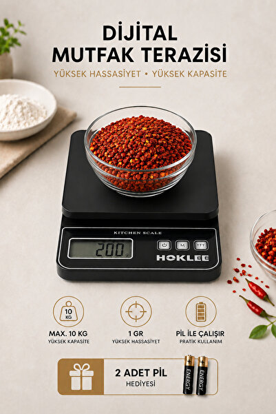 Ozsport 10 Kg Hassas Dijital Mutfak Terazisi Dara Fonksiyonlu Ekranlı Dayanık...
