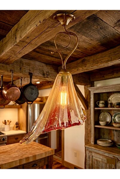 232LAMP TOSCANA Rustic Wintage Üfleme Cam Sarkıt Bal Avize Lamba Mutfak Salon...