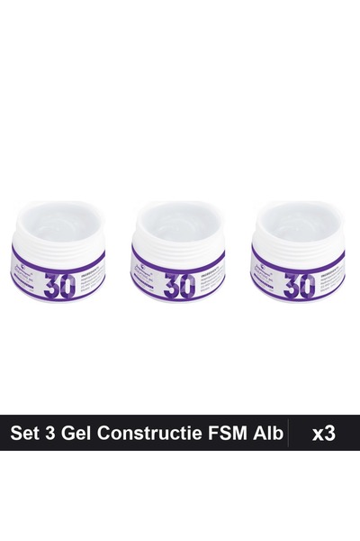 FSM Set 3 Gel Constructie UV LED 50g, Alb Laptos Intens Nr.30, Manichiura