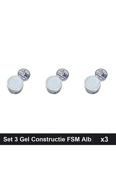 FSM Set 3 Gel de Constructie UV LED 15g, Alb Laptos Intens, Manichiura Profes...