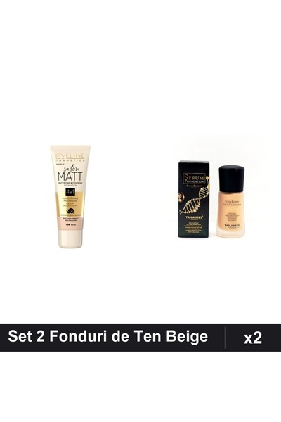 Eveline Set 2 Fonduri de Ten Satin Matt și TLM Serum SPF15, Nuante 104-105
