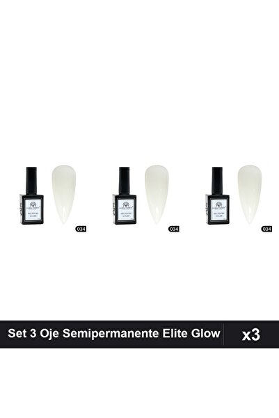 global fashion Set 3 Oje Semipermanente Elite Glow 15ml, Gel Polish UV/LED