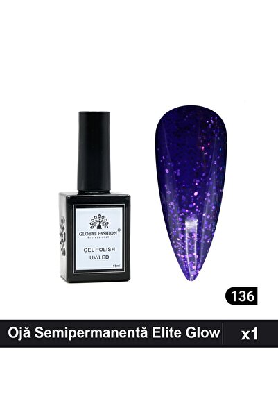 global fashion Ojă Semipermanentă Elite Glow 15ml, Gel Polish UV/LED Manichiură
